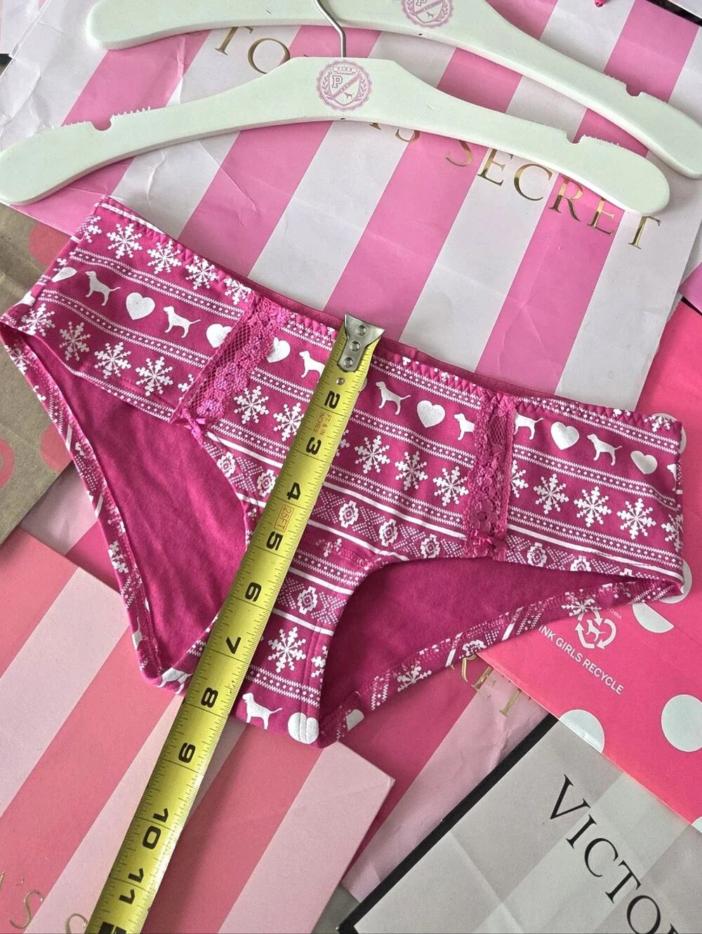 Victoria's Secret PINK VTG Y2K Low Rise Lace Holiday Fair Isle Hipster Panty NWT